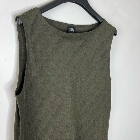 Eileen Fisher Size Large Shift Maxi Silk Linen Textured Dress - Picture 6 of 6